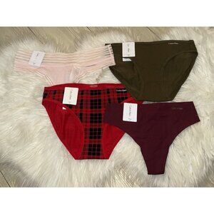 4 Pairs Calvin Klein Thongs Bikinis Mixed Panty Set Lace Cotton Nylon Womens XS